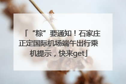 “粽”要通知！石家庄正定国际机场端午出行乘机提示，快来get