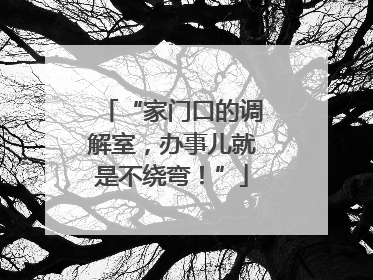 “家门口的调解室，办事儿就是不绕弯！”