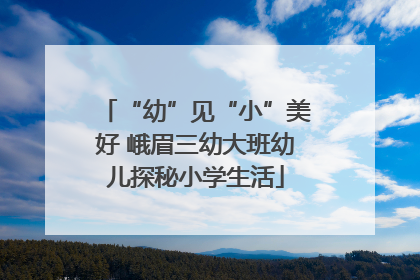 “幼”见“小”美好 峨眉三幼大班幼儿探秘小学生活