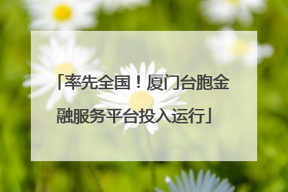 率先全国！厦门台胞金融服务平台投入运行