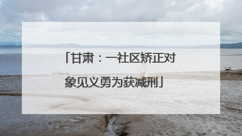 甘肃：一社区矫正对象见义勇为获减刑