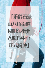 乐龄石景山八角街道景阳东街养老照料中心正式揭牌