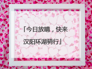 今日放晴，快来汉阳环湖骑行