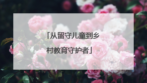 从留守儿童到乡村教育守护者