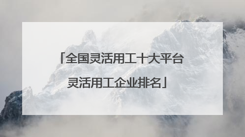 全国灵活用工十大平台 灵活用工企业排名