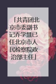 共青团北京市委副书记乔学慧已任北京市人民检察院政治部主任
