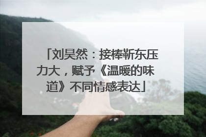 刘昊然：接棒靳东压力大，赋予《温暖的味道》不同情感表达