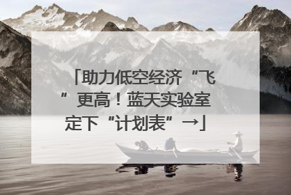 助力低空经济“飞”更高！蓝天实验室定下“计划表”→