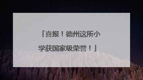 喜报！德州这所小学获国家级荣誉！