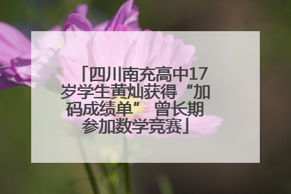 四川南充高中17岁学生黄灿获得“加码成绩单” 曾长期参加数学竞赛