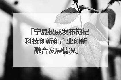 宁夏权威发布枸杞科技创新和产业创新融合发展情况