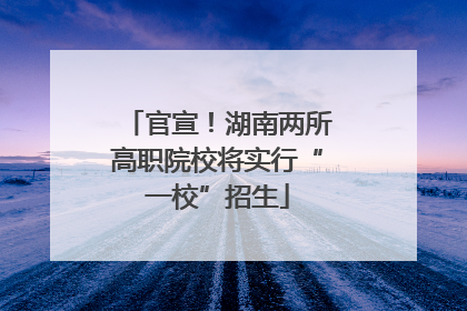 官宣！湖南两所高职院校将实行“一校”招生