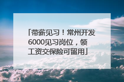 带薪见习！常州开发6000见习岗位，领工资交保险可留用