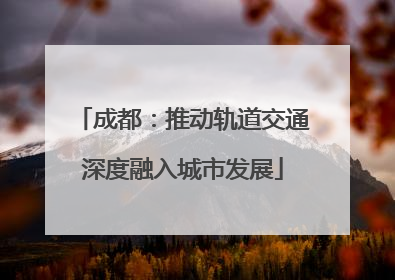 成都：推动轨道交通深度融入城市发展