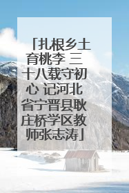 扎根乡土育桃李 三十八载守初心 记河北省宁晋县耿庄桥学区教师张志涛