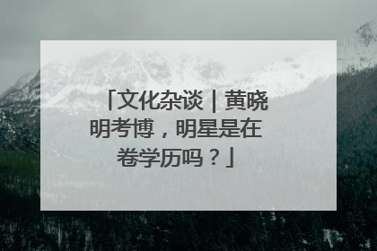 文化杂谈｜黄晓明考博，明星是在卷学历吗？