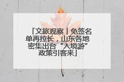 文旅观察丨免签名单再拉长，山东各地密集出台“入境游”政策引客来