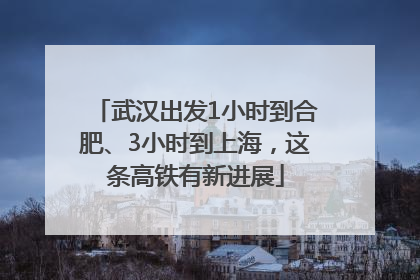 武汉出发1小时到合肥、3小时到上海，这条高铁有新进展