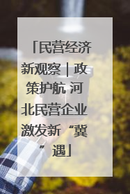 民营经济新观察｜政策护航 河北民营企业激发新“冀”遇