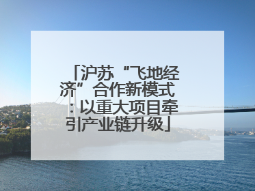 沪苏“飞地经济”合作新模式：以重大项目牵引产业链升级