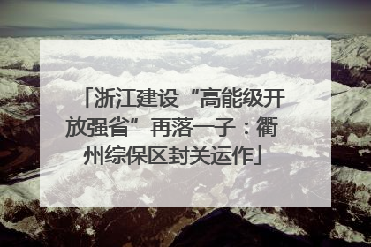 浙江建设“高能级开放强省”再落一子：衢州综保区封关运作