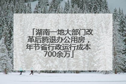 湖南一地大部门改革后腾退办公用房，年节省行政运行成本700余万