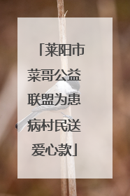 莱阳市菜哥公益联盟为患病村民送爱心款