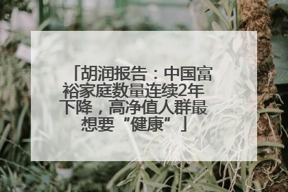 胡润报告：中国富裕家庭数量连续2年下降，高净值人群最想要“健康”