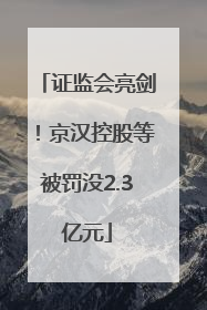 证监会亮剑！京汉控股等被罚没2.3亿元