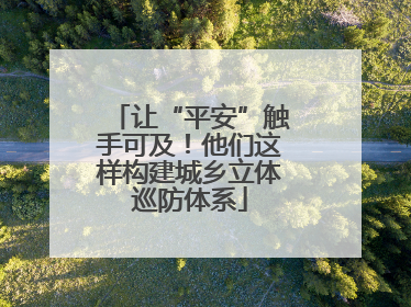 让“平安”触手可及！他们这样构建城乡立体巡防体系