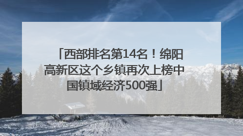西部排名第14名！绵阳高新区这个乡镇再次上榜中国镇域经济500强