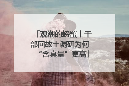 观潮的螃蟹丨干部回故土调研为何“含真量”更高