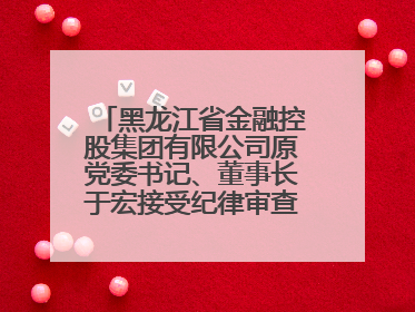 黑龙江省金融控股集团有限公司原党委书记、董事长于宏接受纪律审查和监察调查