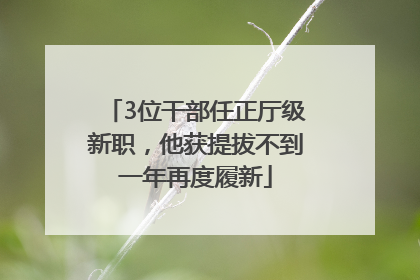 3位干部任正厅级新职，他获提拔不到一年再度履新