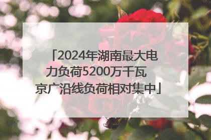 2024年湖南最大电力负荷5200万千瓦 京广沿线负荷相对集中